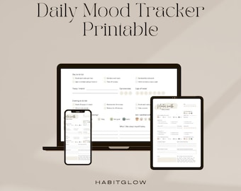Daily Mood Tracker Printable | Mental Health Journal PDF (Digital Download)