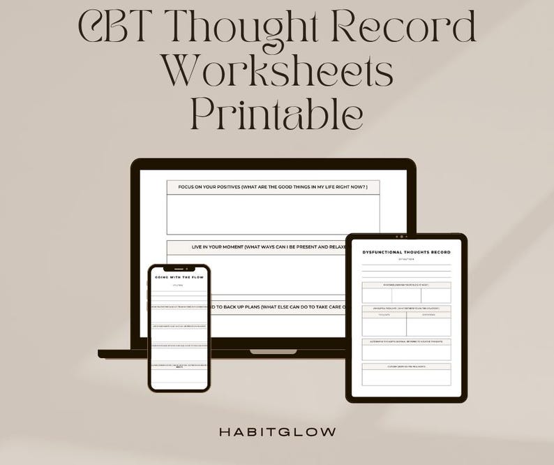 CBT Thought Record Worksheets Printable | Cognitive Behavioral Therapy ...