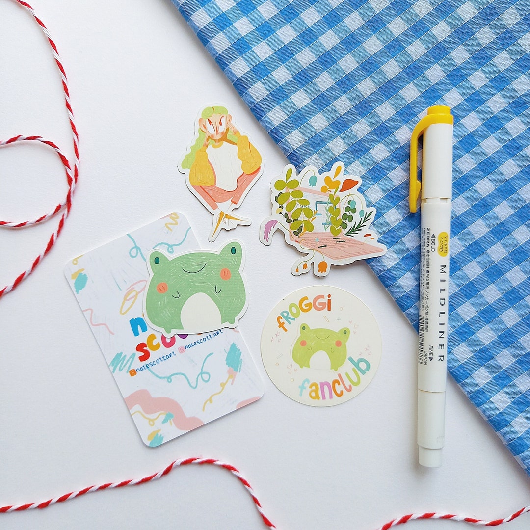 Cute Matte Vinyl Stickers Pack / Aesthetic Frog Sticker Set - Etsy
