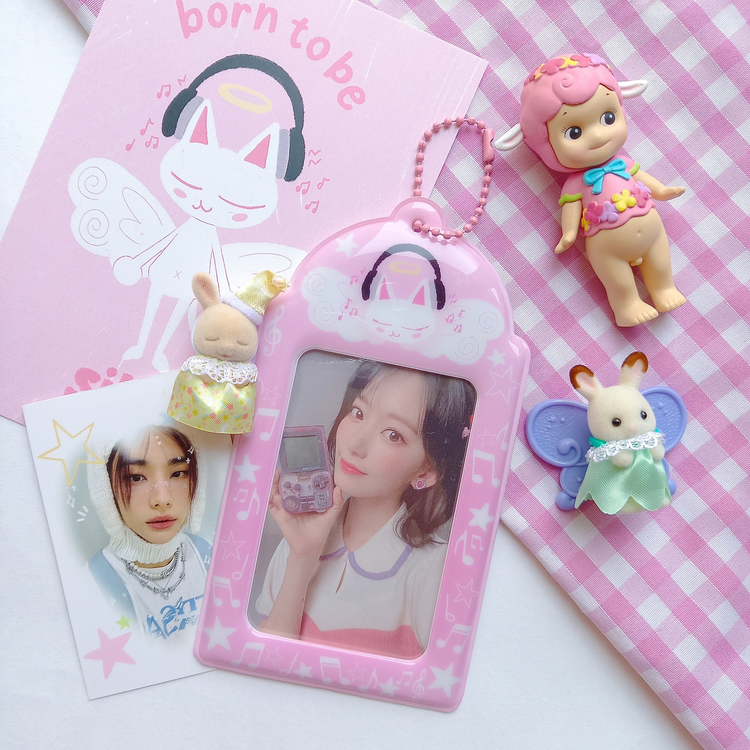 2 Sets Photocard Holder With Cat Keychain - Transposable ID Card Holders For Photos & Cards