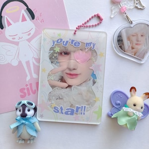 you're my star photocard holder - cute y2k aesthetic kpop acrylic photocard holder keychain/keyring kpop photocard display