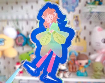 the star collector - cute glossy holographic vinyl sticker