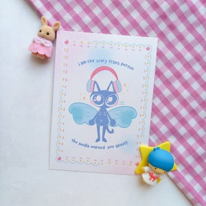 Trans kitty - LGBT Pride Katze - süße Katze - A6 Kunstdruck *READ DESC