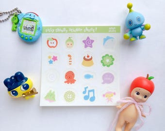silly things sticker sheet / cute trinkets aesthetic juminocore glossy vinyl deco stickers sheet