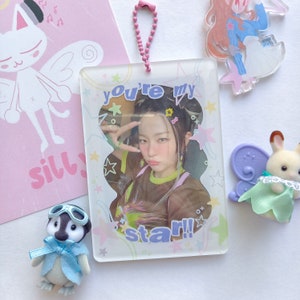 2pcs Kpop Photocard Holder With Keychain, Cartoon Jamaica
