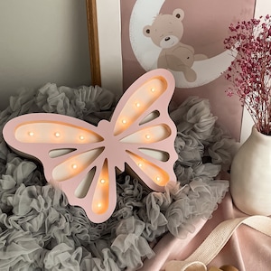 Wooden Butterfly night light for girls, Cute Butterfly Baby Lamp, Birthday gifts, Unique Kids Room decor, Newborn Gift, LED Standing