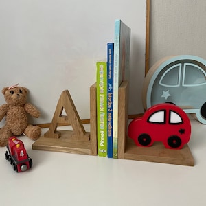 Suportes para livros de carro para quarto de crianças, acessórios de decoração personalizados para berçário de meninos, suportes para livros de quarto, inicial do primeiro nome, presentes com letras de nome, transporte