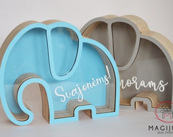 Handmade wooden money box Elephant