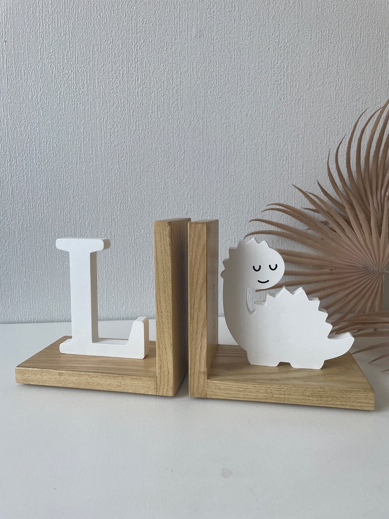 Dinosaur Bookends for Kids Room, Personalised Baby Boys Nursery Decor