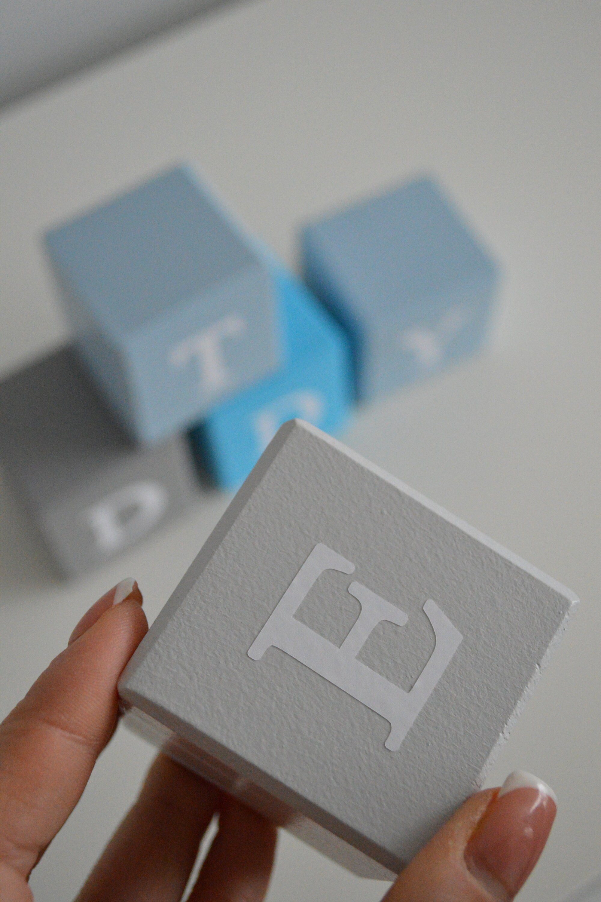 Stackable Letters Names Personalised Wooden Name Letter Blocks, Cubes Stacking, Blue Nursery ...