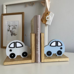 Sujetalibros de coche para habitación de niños, accesorios de decoración personalizados para guardería de bebés varones, sujetalibros para dormitorio, inicial del primer nombre, regalos con letras del nombre, transporte