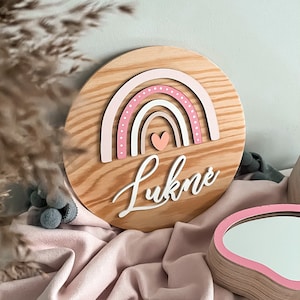 Anuncio de bebé arcoíris, letrero de madera con nombre, letrero de arcoíris, letrero de anuncio de nacimiento, accesorio para fotos de recién nacidos, anuncio del nombre del bebé, letrero para bebé