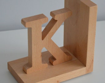 One side First initial Bookend for Kids Room, Personalised Baby Nursery Decor, Bedroom Book End, Decorations for Room