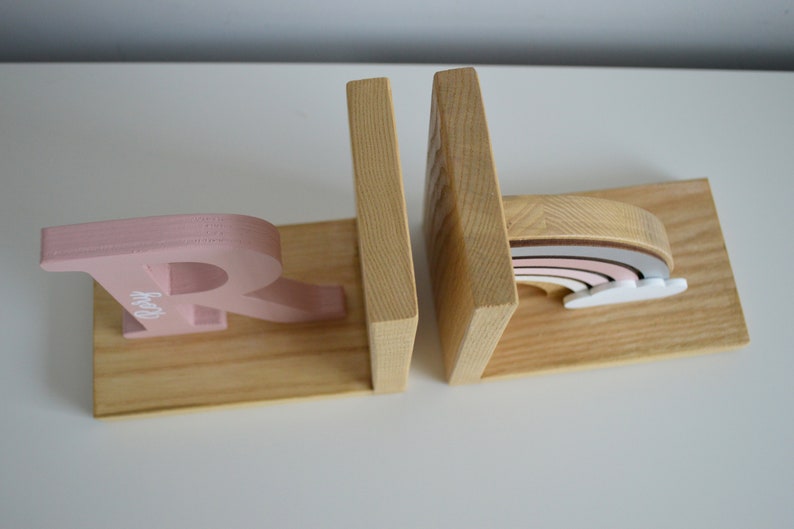 Personalized Baby Book Ends Pastel Pink Rainbow Bookend for Etsy