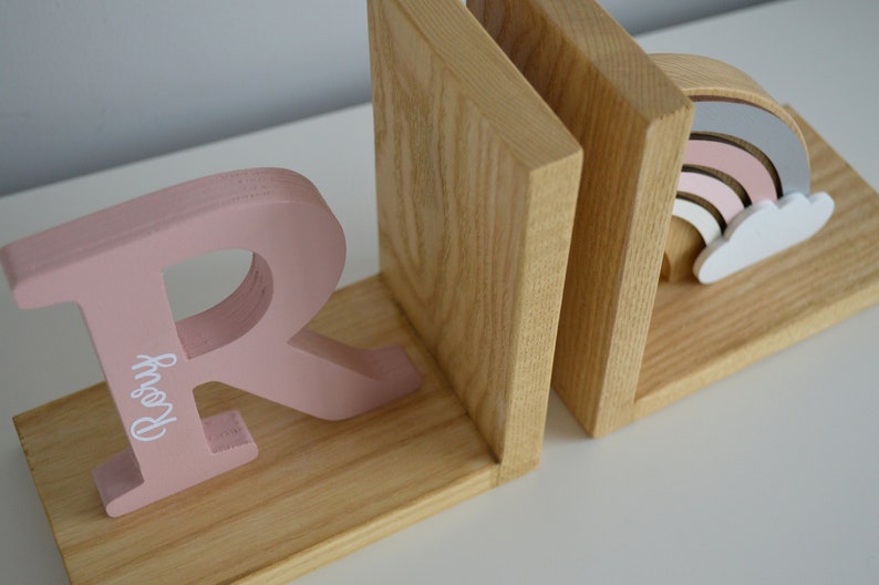 Personalized Baby Book Ends Pastel Pink Rainbow Bookend for Etsy