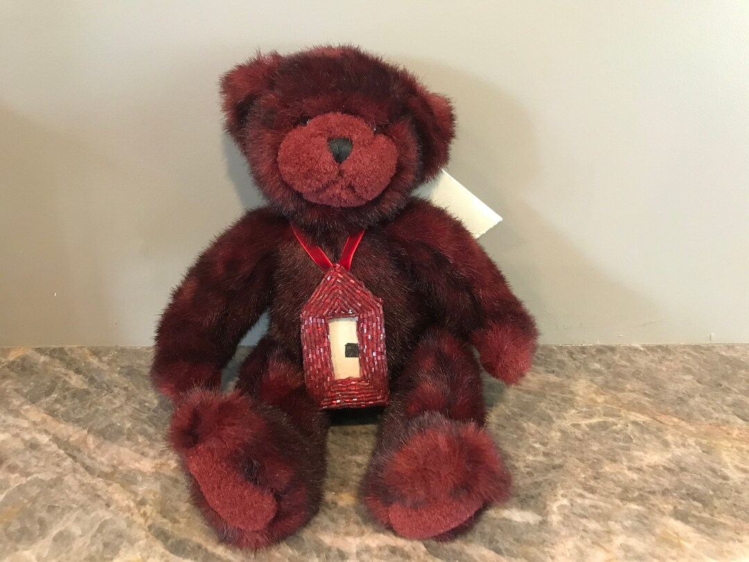 Rare Pottery Barn Teddy in Burgundy Etsy