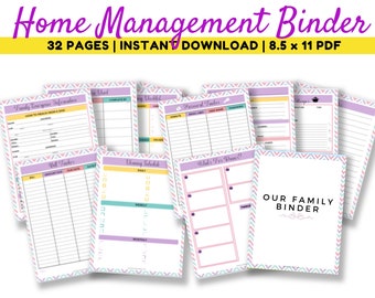 Home Management Binder, Household Planner, Printable Planner, Family Binder, Household Binder Printable