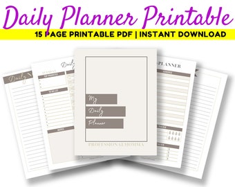 Daily Planner Printable With Note Pages, Daily Hourly Planner, Undated Planner Insert