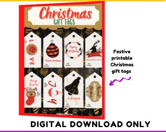 Printable Christmas Gift Tags, Christmas Gift Tags, Holiday Gift Tags, Instant Download