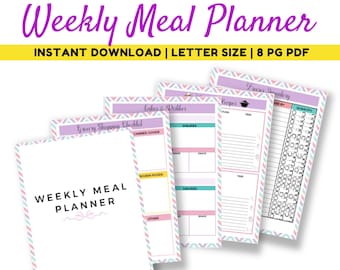 Weekly Meal Planner, Grocery List Printable, Meal Planning, Menu Planner, PDF