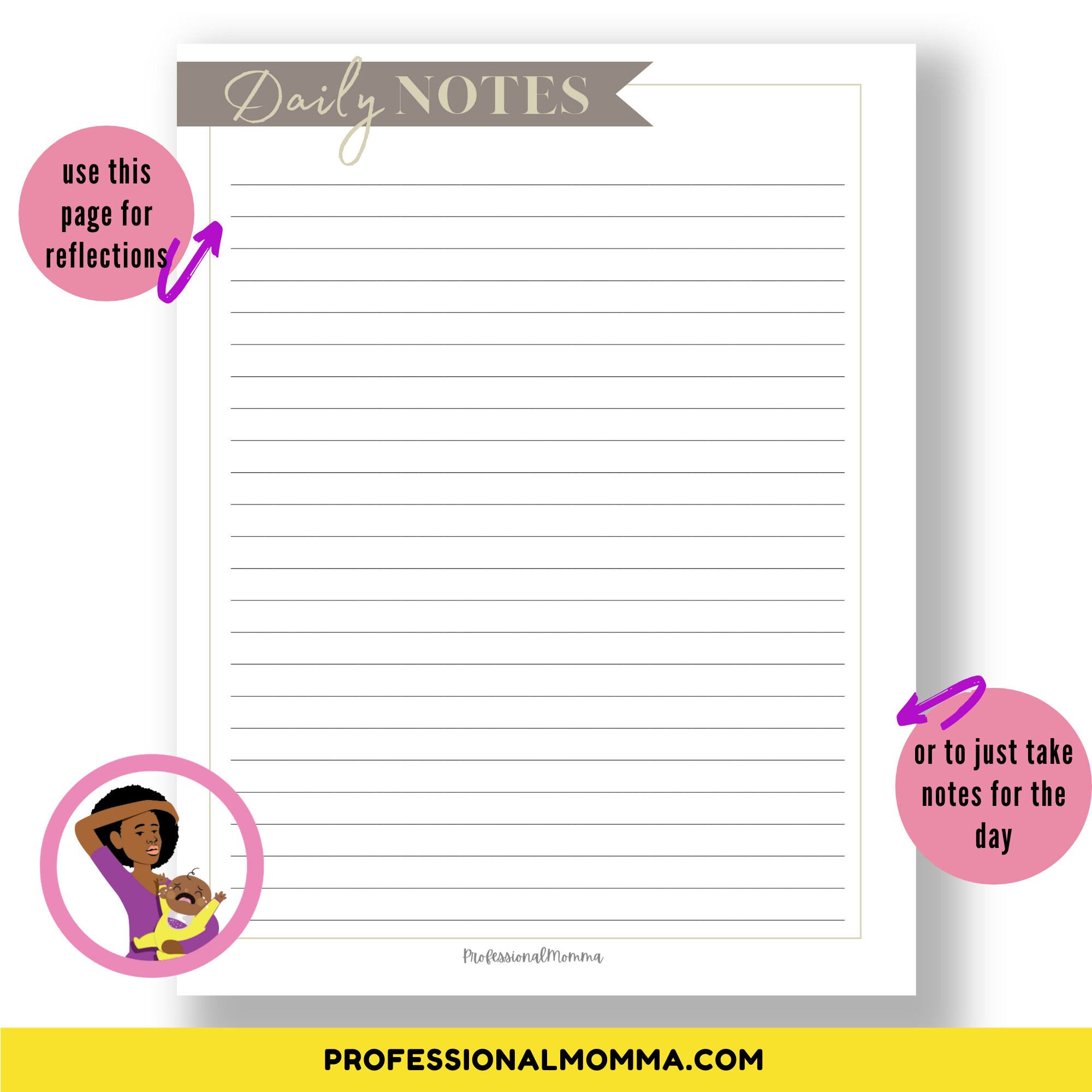 Daily planner printable with note pages daily hourly planner etsy espa a