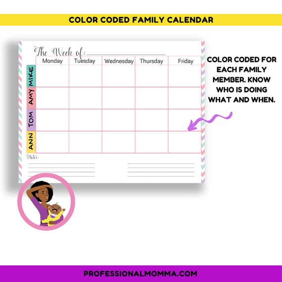 Family Calendar, Family Calendar Printable, Family Weekly Planner, Family  Planning Wall Calendar, PDF - Etsy