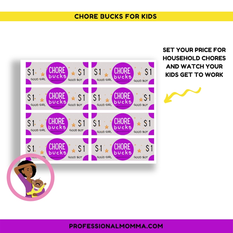 Chore Bucks, Chore Bucks Printable, Kids Chore Bucks, Kid Reward System ...
