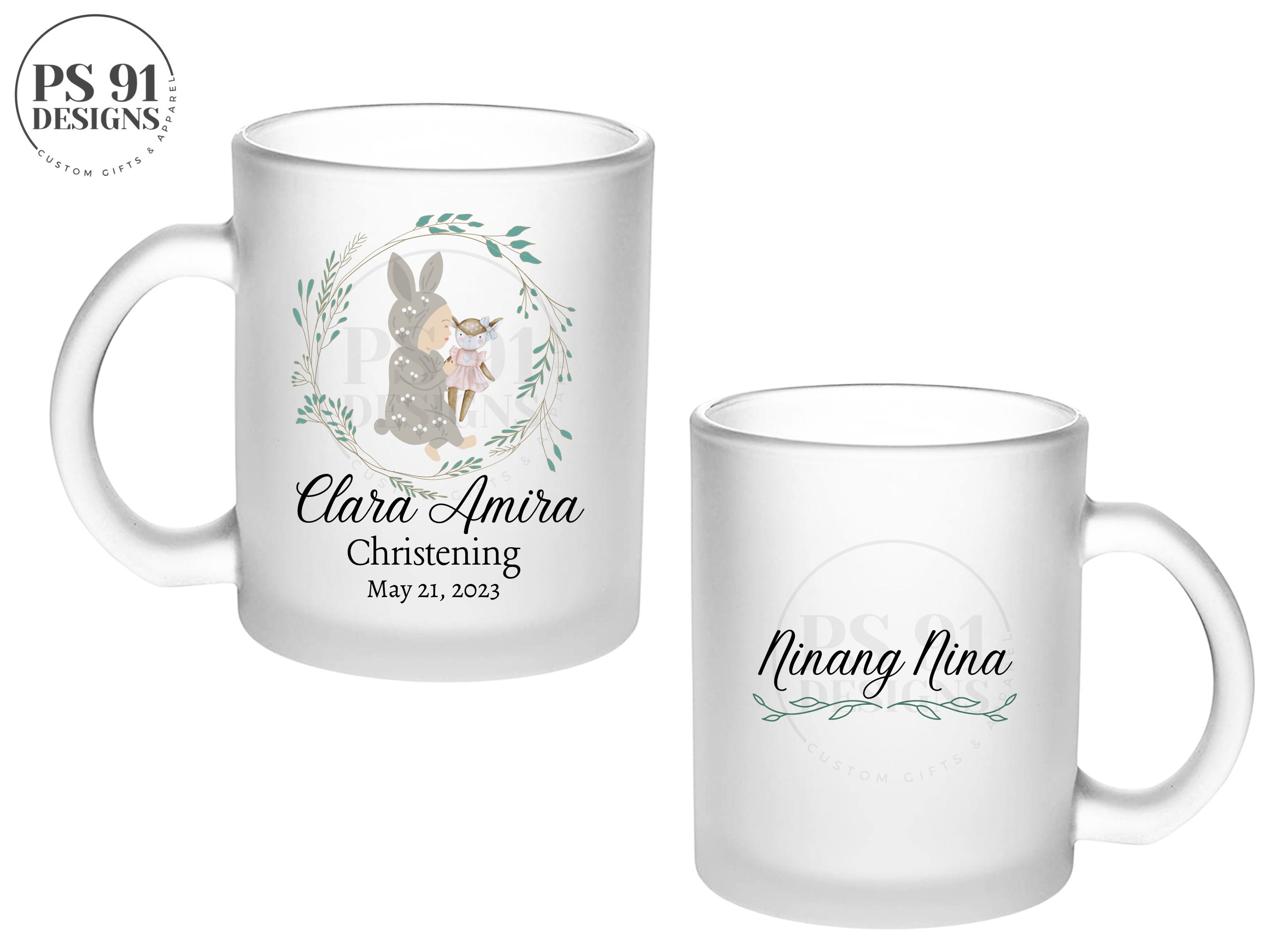 Personalized Frosted Mug christening/baptism baptism Favors Gift for  Godparents Custom Mug Frosted Glassbaptism Giftcustomized Mug 