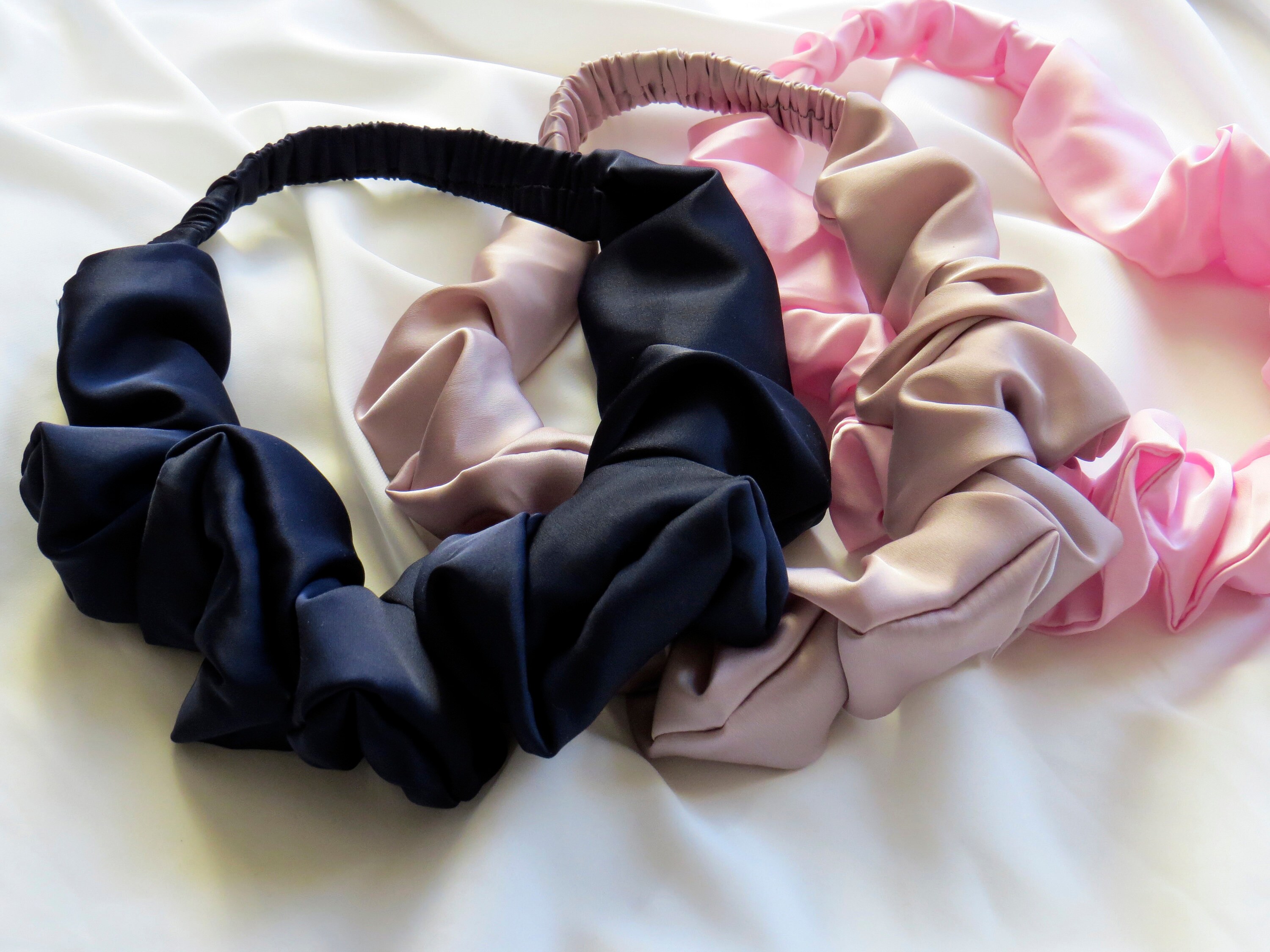 Scrunchie headband for women Ruffle headband silk Volume wave Etsy