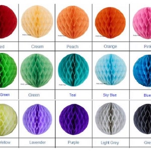 4" 8" 12" Colored Tissue Paper Honeycomb Ball Various Sizes Wedding Party Decorations Baby Bridal Shower Hanging Decor