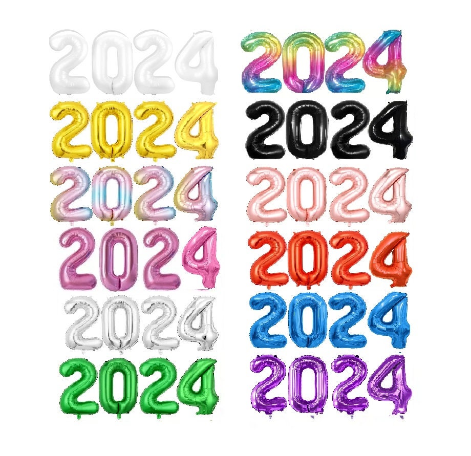Gold 2024 Happy New Year Party Balloons, Large Mylar Foil Number Balloons for 2024 New Year/New Year Eve/Graduation/Christmas/Christmas Eve/Festival