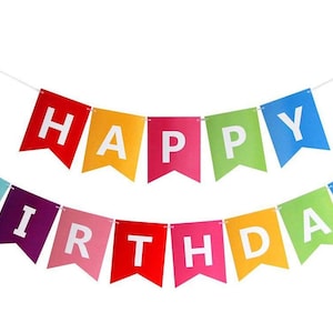 Rainbow Coloré Joyeux Anniversaire Bannière Multi-Coloré Bday Bunting Garland Enfants Arc-en-ciel Anniversaire Signe HBD Wild One Bébé Décorations réutilisables