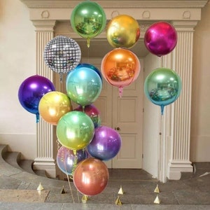 Bulk Size 10" 18" 22" 32" inch 4D Round Sphere Ball Foil Balloons Mylar Birthday Party Christmas New Year Grad Anniversary Baby Shower Bride