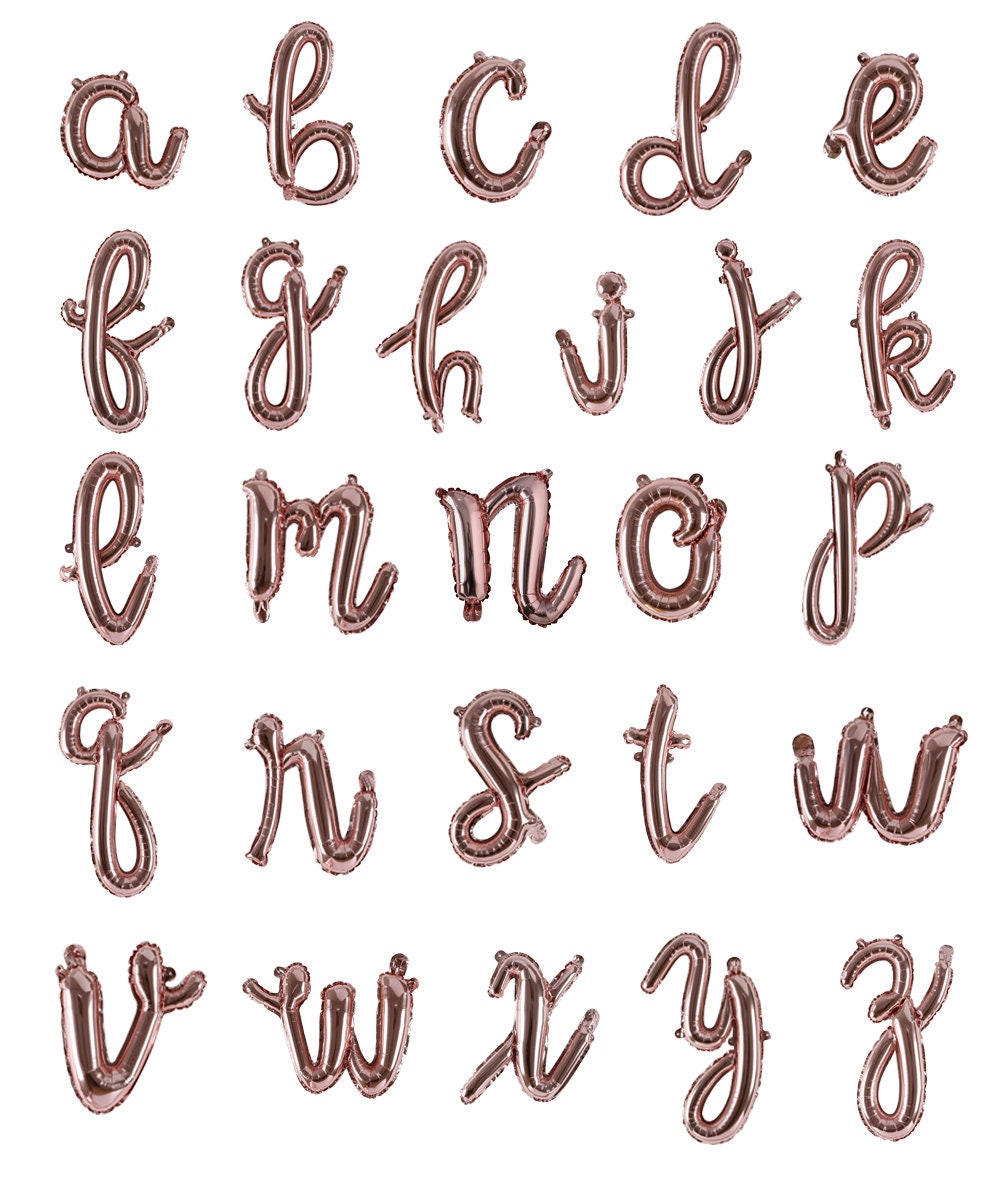 Rose Lowercase Cursive Script 18 Inch Rose Gold Cursive Script Foil Letter Small Balloons Number ...