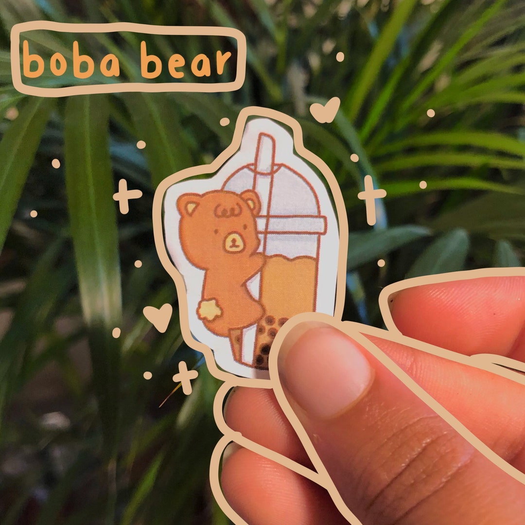 Boba Bear Matte Sticker - Etsy