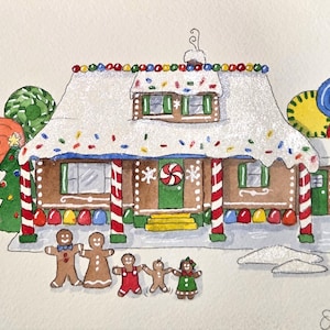 Custom Gingerbread House Watercolor Original Art