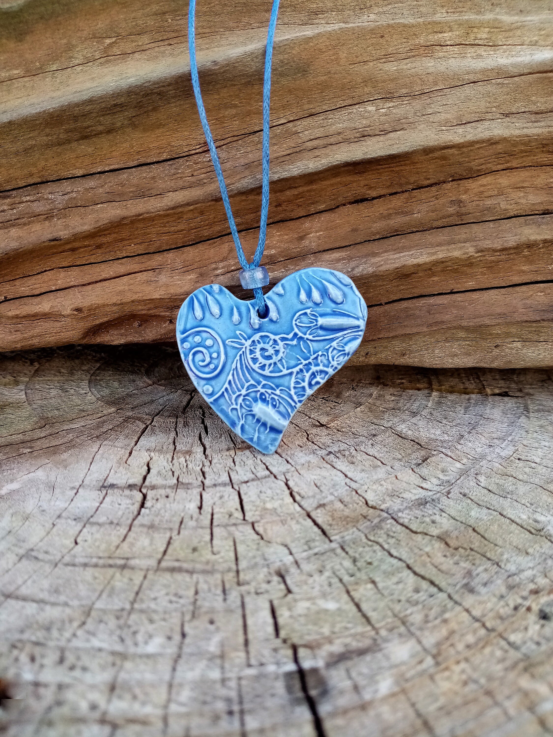 Ceramic necklace with heart shaped pendant Etsy