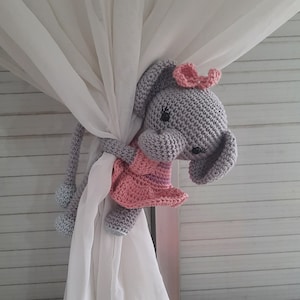 English PATTERN: Elephant curtain tie back crochet