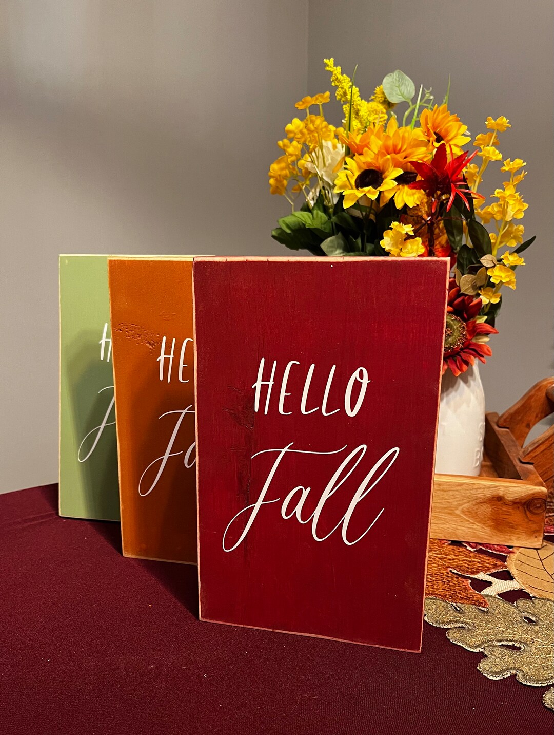 Hello Fall Sign Autumn Sign Fall Sign Etsy
