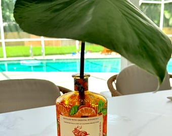 Eco-Friendly Handcrafted Decanter – Painted Gin Bottle for Home Bar - Vase Home Decor