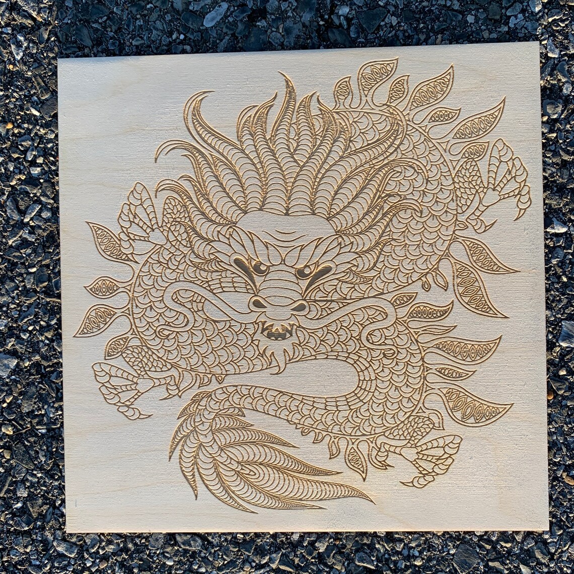 Laser Engraved Dragon On Wood Amazingly Detailed Japanese | Etsy