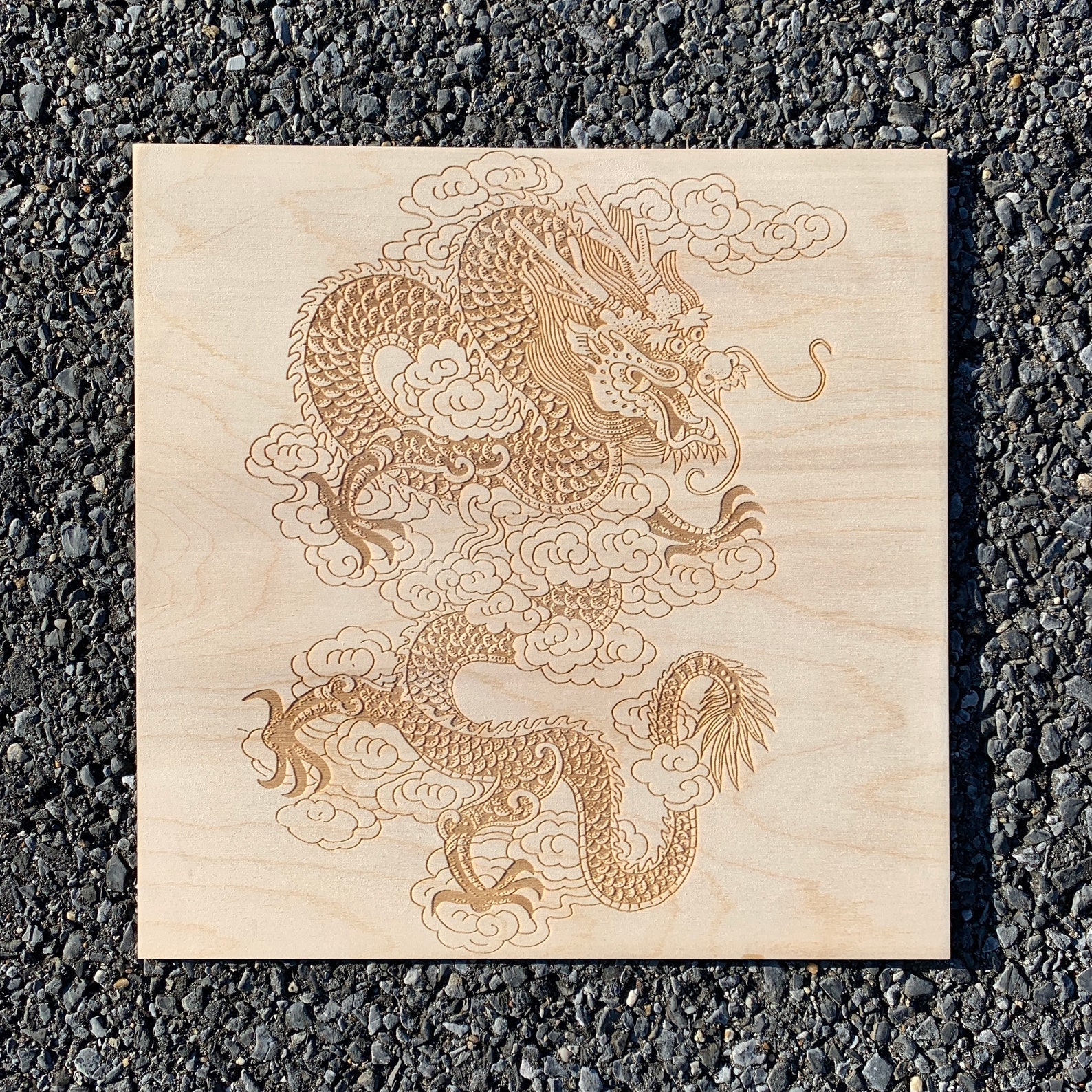 Japanese Dragon Wall Art Laser Engraved On Wood Beautiful Etsy