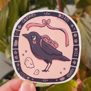 Krähe Vinyl Aufkleber, Rabe wasserfester Aufkleber, Vogel Aufkleber Laptop Wasserflasche Kawaii Tier, Krähen, Raben, Geschenke für Vogelliebhaber