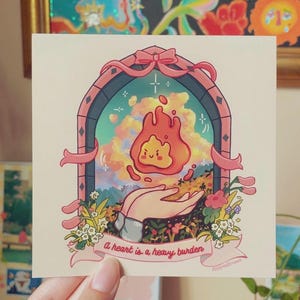 Graziosa decorazione da parete con fiori, Un cuore è un fardello pesante, Amante degli anime - Poster anime - Regalo per fan degli anime - Decorazione da parete - Decorazione da parete floreale - Stampa artistica kawaii