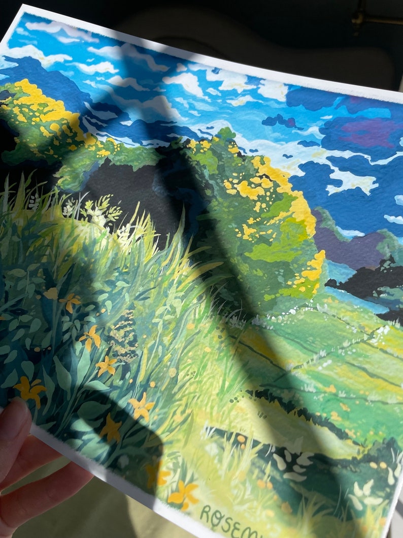Ghibli Inspired Landscape Art Print: Anime Floral Wall Decor (8x10) image 3