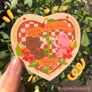 Gemütlicher Herbstbär-Aufkleber, süsser Bärn-Aufkleber, Braunbär, Laptop-Aufkleber, digitale Kunst, niedliche Wasserflasche, Kawaii-Tier, Vinyl