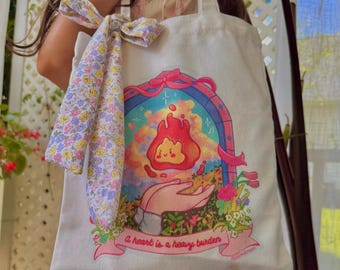 Cute flower tote bag, Cottagecore Canvas Tote, Kawaii bag, Canvas Tote Bag, Gifts for Her, Anime inspired art, Anime gifts, Gifts For Her