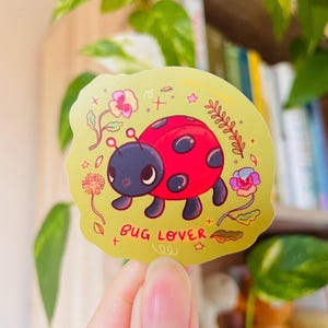 Cute ladybug sticker, Bug Insect Vinyl Decal, Entomology Gifts for Laptops and Waterbottles, Bug Enthusiast Insect Lover Vinyl Sticker