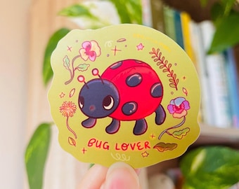 Cute ladybug sticker, Bug Insect Vinyl Decal, Entomology Gifts for Laptops and Waterbottles, Bug Enthusiast Insect Lover Vinyl Sticker