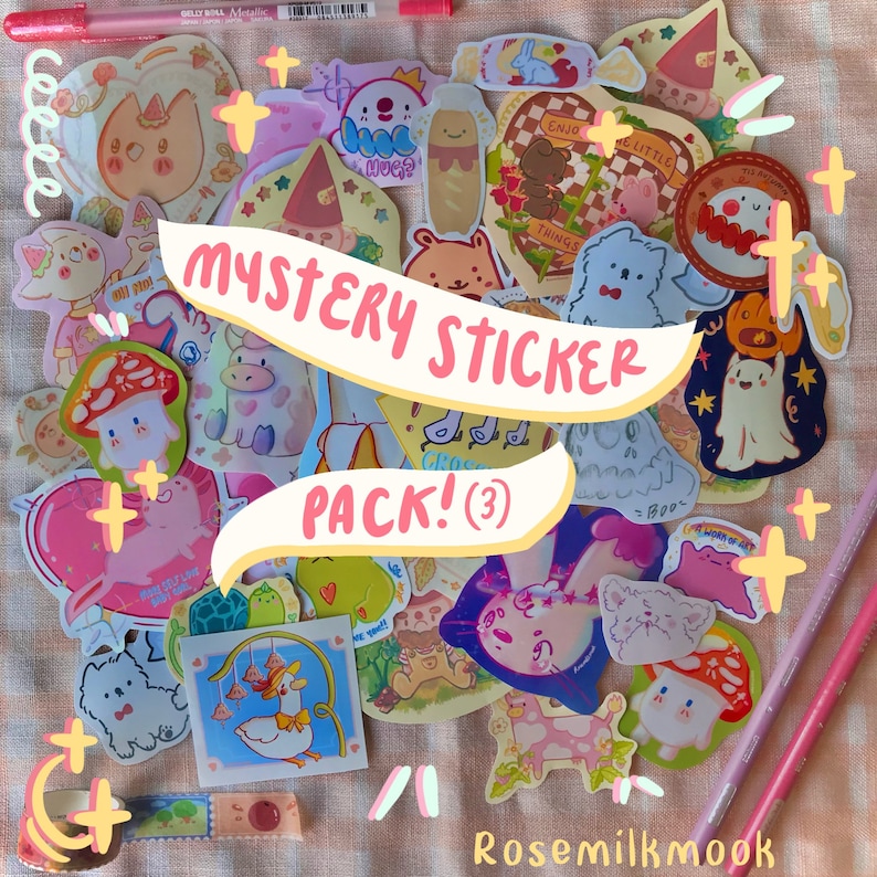 Cute Stickers Grab Bag Kawaii Cute Mystery Sticker Grab Bag Etsy